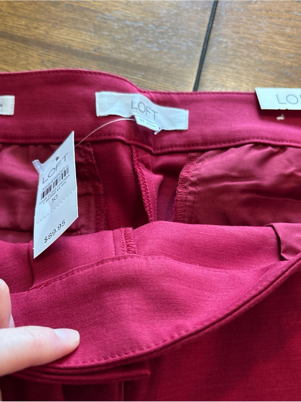 Loft The Riviera Slim Mid Rise Red Size 10 Women’s Pants Pockets Straight Leg - Picture 8 of 12